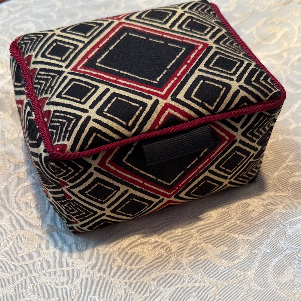 Handmade gift box vintage mixed pattern gift “puffer” Geometric quilted padded